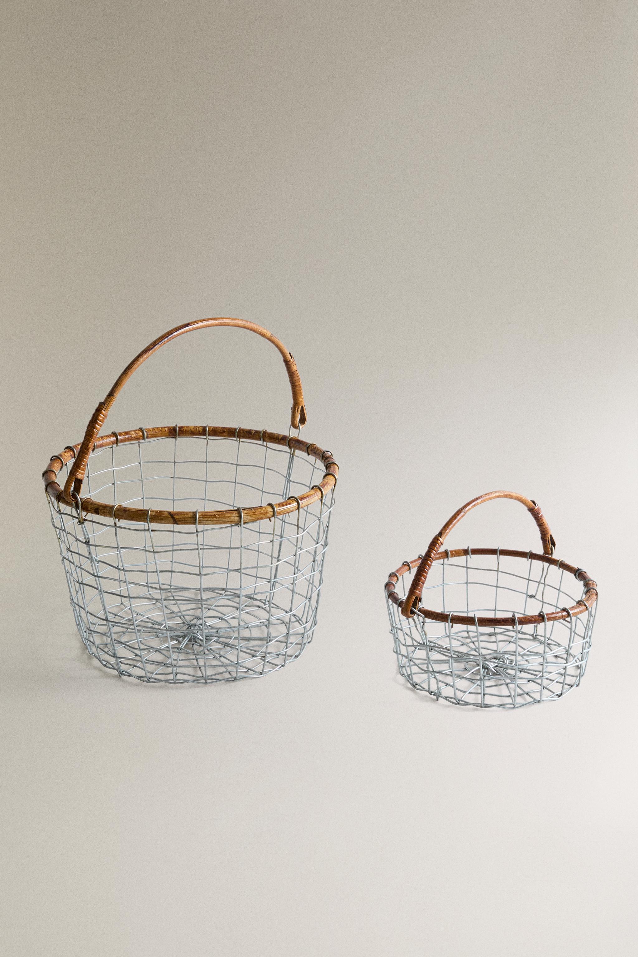 CORBEILLE FER ET ROTIN